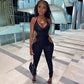 Black Body Romper  Jumpsuit with Deep V Neck Backless  Bodycon - Hendrick Brun